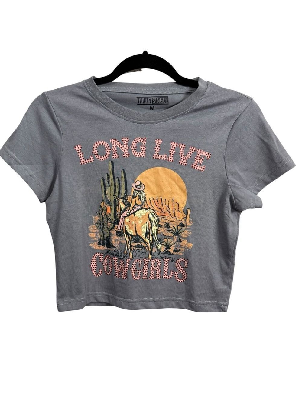 Thirty Single Long Live Cowgirls Graphic Crop Tee Medium NWOT